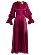 Matchesfashion.com Roksanda - Lavonne V Neck Silk Dress - Womens - Purple