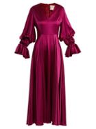 Matchesfashion.com Roksanda - Lavonne V Neck Silk Dress - Womens - Purple
