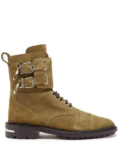 Matchesfashion.com Toga Virilis - Buckled Suede Boots - Mens - Green