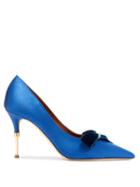 Matchesfashion.com Malone Souliers - Paulette Velvet-trimmed Satin Pumps - Womens - Dark Blue