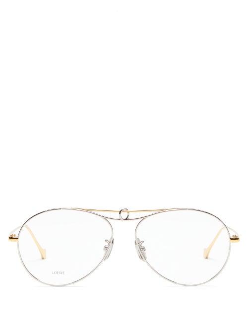 Matchesfashion.com Loewe - Pilot Puzzle Aviator Metal Glasses - Mens - Silver