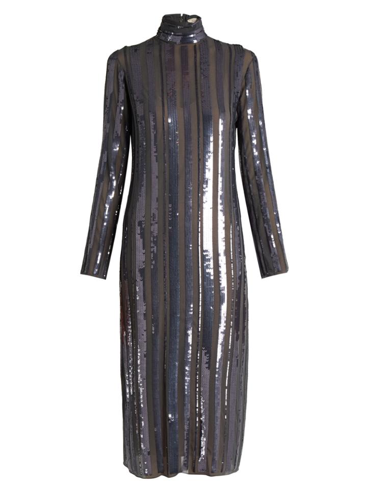 Nina Ricci Sequin-embellished Stretch-silk Dress