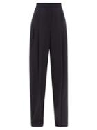 Alexander Mcqueen - Pleated Wool-blend Twill Wide-leg Trousers - Womens - Navy