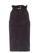 Matchesfashion.com Isabel Marant - Elekia Paperbag-waist Linen-blend Midi Skirt - Womens - Black
