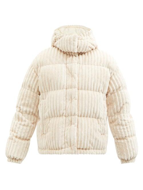 Moncler - Daos Hooded Quilted Down Velvet-corduroy Coat - Womens - Cream