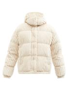 Moncler - Daos Hooded Quilted Down Velvet-corduroy Coat - Womens - Cream