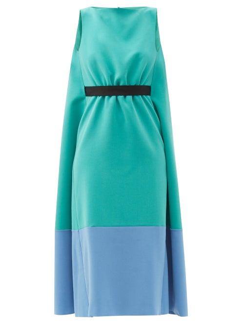 Matchesfashion.com Roksanda - Atoll Two-tone Crepe Sleeveless Dress - Womens - Green Multi