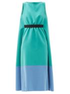 Matchesfashion.com Roksanda - Atoll Two-tone Crepe Sleeveless Dress - Womens - Green Multi