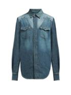 Matchesfashion.com Saint Laurent - Star Yoke Cotton Chambray Shirt - Womens - Denim