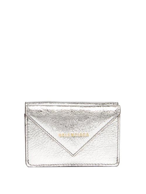 Matchesfashion.com Balenciaga - Papier Metallic Leather Purse - Womens - Silver