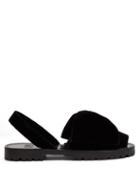 Matchesfashion.com Goya - Bow Embellished Velvet Slingback Sandals - Womens - Black