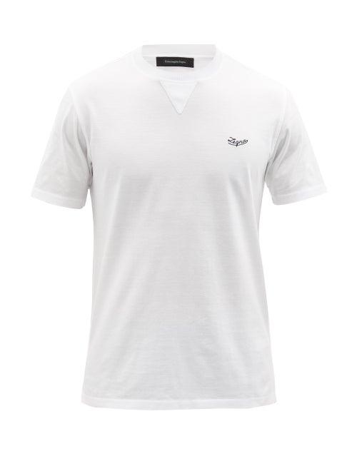 Ermenegildo Zegna - Logo-embroidered Cotton-jersey T-shirt - Mens - White