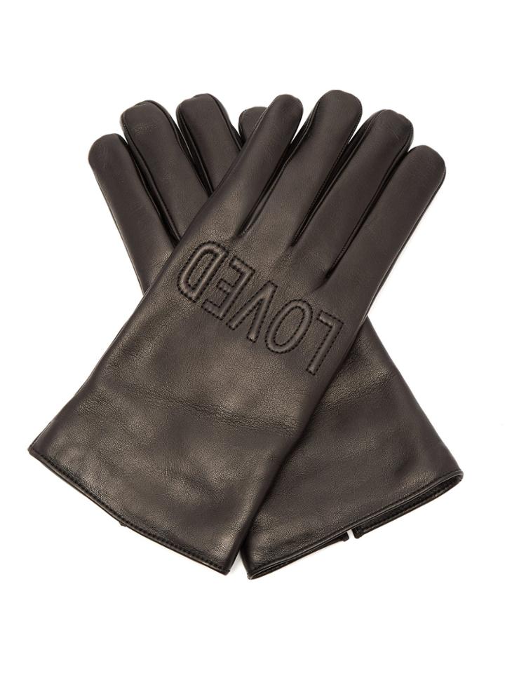 Gucci Loved-embroidered Leather Gloves