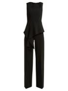 Roland Mouret Kenne Asymmetric Peplum Crepe Jumpsuit