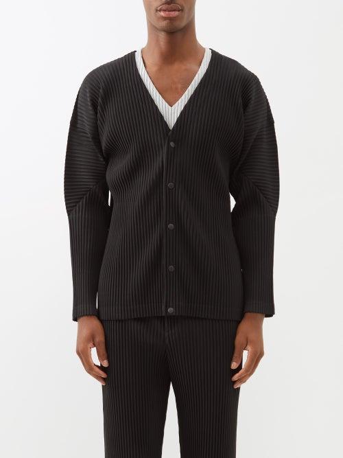 Homme Pliss Issey Miyake - Pleated Technical-jersey Cardigan - Mens - Black
