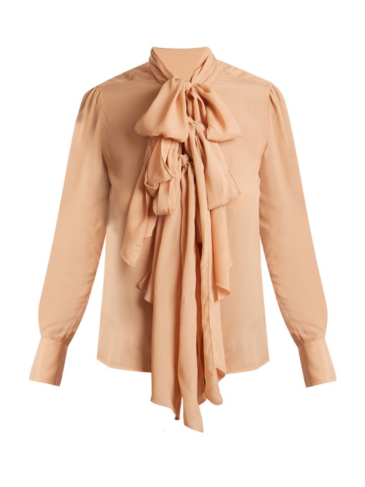 See By Chloé Triple-bow Crepe De Chine Blouse