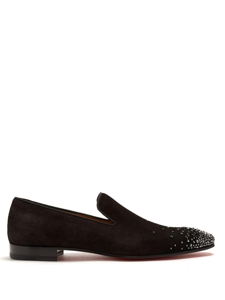 Christian Louboutin Dandelion Jewel-embellished Suede Loafers