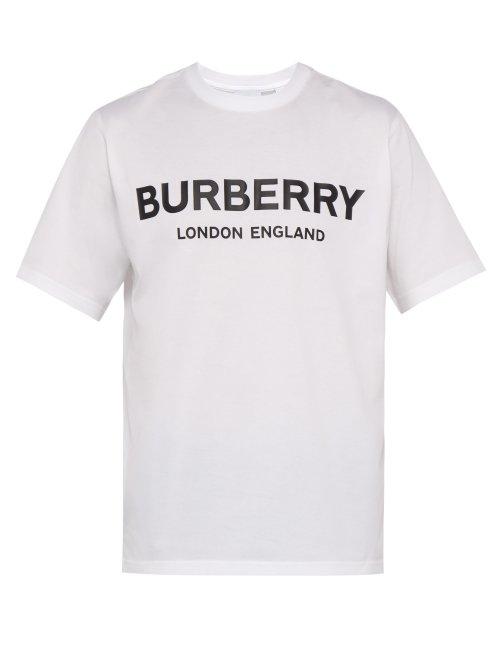 Matchesfashion.com Burberry - Letchford Logo Printed Cotton T Shirt - Mens - White