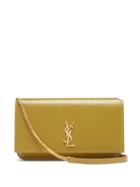 Saint Laurent - Ysl-plaque Leather Cross-body Bag - Womens - Khaki