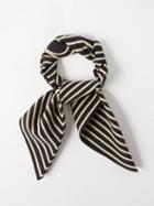 Toteme - Monogram Stripe-print Silk Scarf - Womens - Black Multi