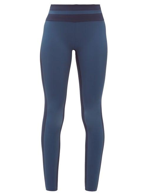 Matchesfashion.com Vaara - Flo Striped Performance Leggings - Womens - Black Navy