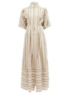Matchesfashion.com Palmer//harding - Sundra Striped Linen-blend Shirt Dress - Womens - Beige Stripe