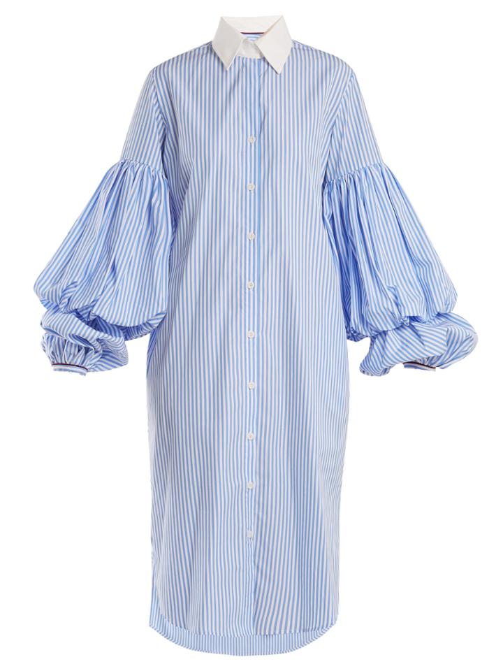 Johanna Ortiz Striped Puff-sleeve Shirtdress