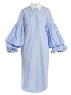 Johanna Ortiz Striped Puff-sleeve Shirtdress