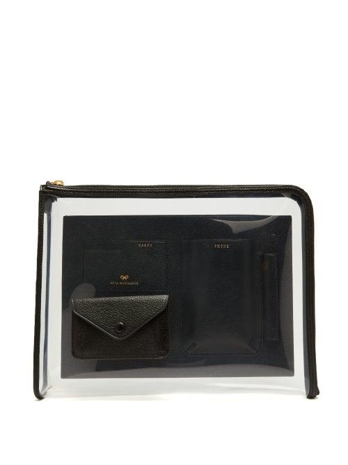 Matchesfashion.com Anya Hindmarch - Envelope Tpu And Grained-leather Pouch - Womens - Black