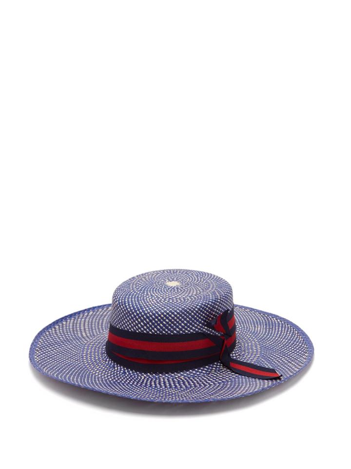 Sensi Studio Trinado Ribbon-trim Straw Boater Hat