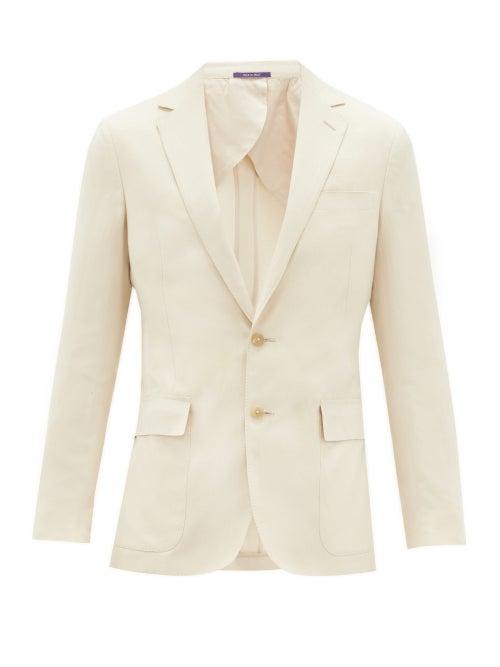 Matchesfashion.com Ralph Lauren Purple Label - Single-breasted Silk-blend Suit Jacket - Mens - Cream