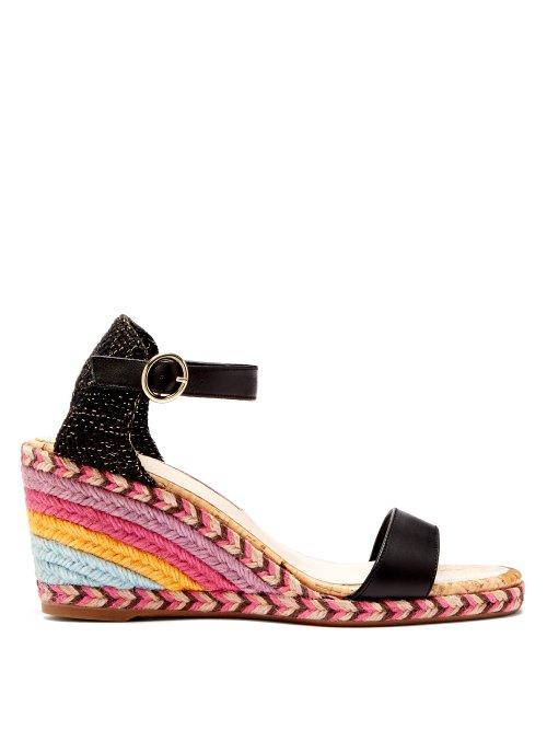 Matchesfashion.com Sophia Webster - Lucita Rainbow Raffia Wedge Sandals - Womens - Black Multi