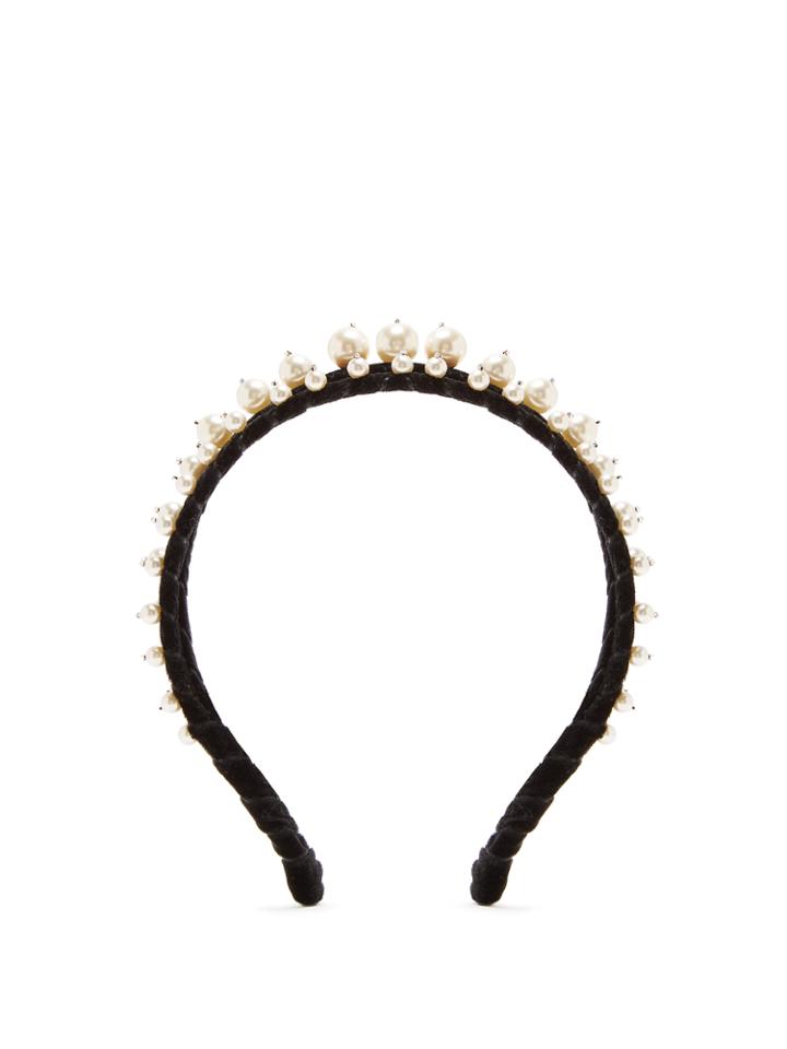Miu Miu Faux Pearl-embellished Velvet Headband