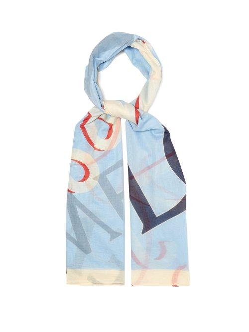 Matchesfashion.com Loewe - Logo Anagram Cotton Scarf - Womens - Light Blue