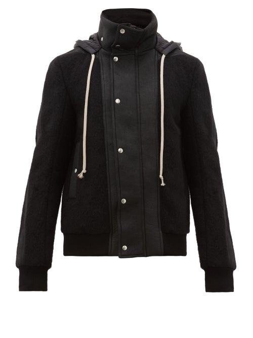 Matchesfashion.com Rick Owens - Dustulator Wool And Leather Hooded Jacket - Mens - Black