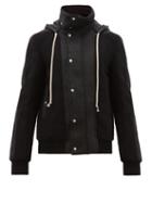 Matchesfashion.com Rick Owens - Dustulator Wool And Leather Hooded Jacket - Mens - Black
