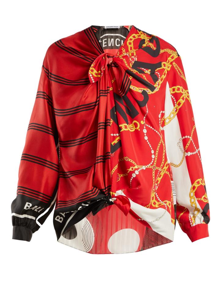 Balenciaga Printed Knot Blouse