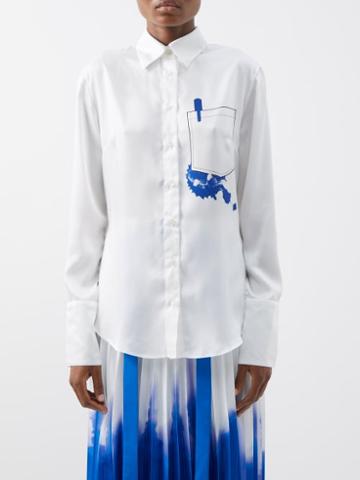 Az Factory - X Thebe Magugu Printed Satin-twill Shirt - Womens - White