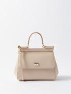 Dolce & Gabbana - Sicily Small Grained-leather Handbag - Womens - Light Pink