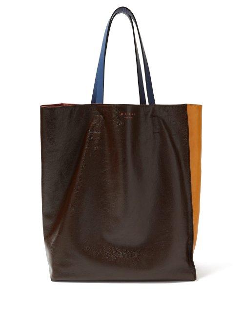 Matchesfashion.com Marni - Museum Colour Block Leather Tote - Womens - Black Yellow