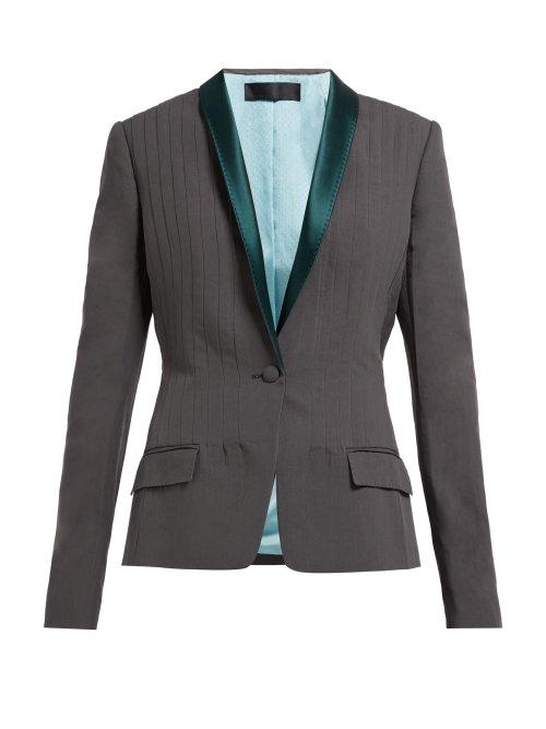 Matchesfashion.com Haider Ackermann - Shawl Lapel Single Breasted Cotton Blend Blazer - Womens - Grey