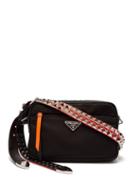 Matchesfashion.com Prada - Stud Embellished Nylon Cross Body Bag - Womens - Black Orange