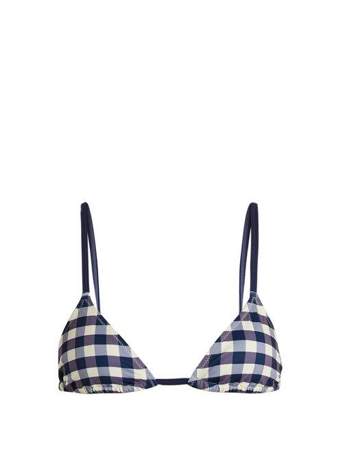 Matchesfashion.com Solid & Striped - The Charlotte Gingham Bikini Top - Womens - Navy