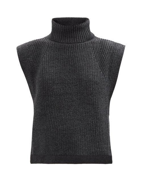 Isabel Marant Toile - Megan Roll-neck Merino-wool Sleeveless Sweater - Womens - Dark Grey