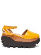 Matchesfashion.com Marni - Python Effect Leather Flatform Sandals - Womens - Yellow