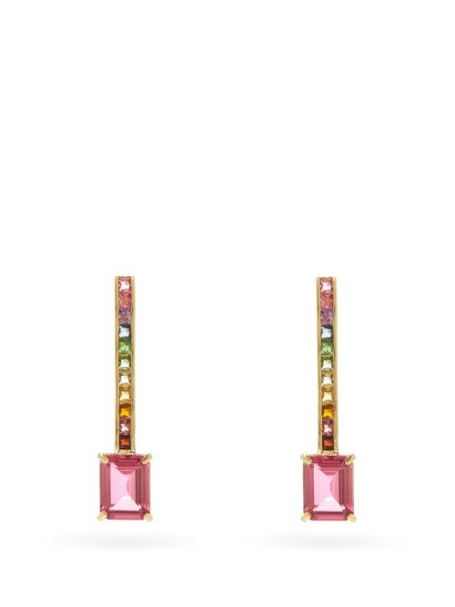 Matchesfashion.com Mateo - Somewhere Over The Rainbow 14kt Gold Earrings - Womens - Pink Multi