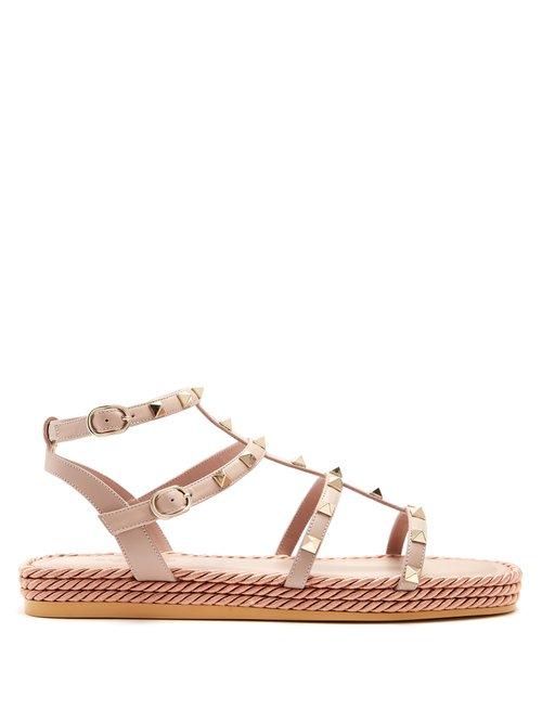 Matchesfashion.com Valentino - Torchon Rockstud Leather Sandals - Womens - Nude