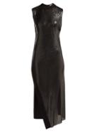 Matchesfashion.com Paco Rabanne - Slit Hem Metal Mesh And Jersey Midi Dress - Womens - Black