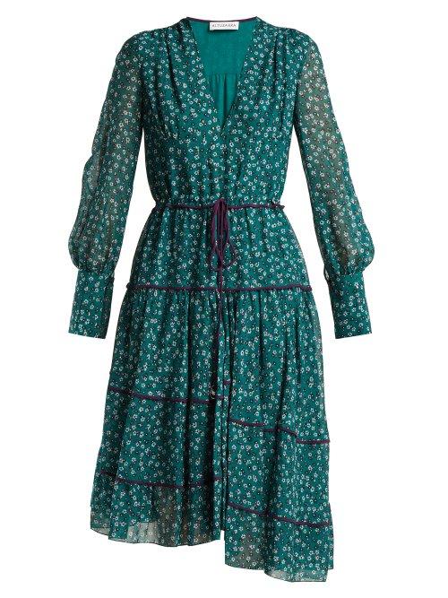 Matchesfashion.com Altuzarra - Isabel Floral Print Dress - Womens - Green Print