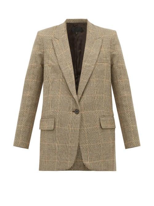 Matchesfashion.com Nili Lotan - Diane Single Breasted Checked Wool Blend Blazer - Womens - Brown Multi